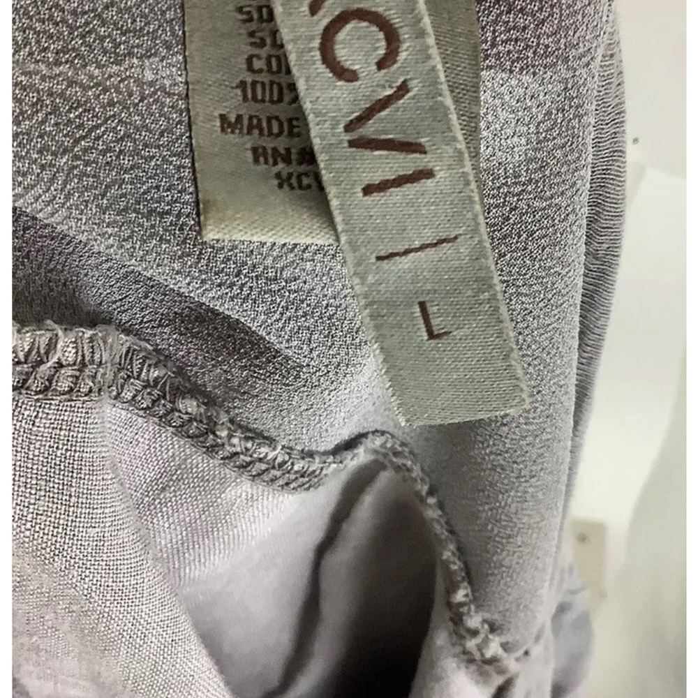 XCVI Sz L Oversized Asymmetric Tunic Tee Gray 100% Linen Casual Pullover Top - Picture 6 of 7